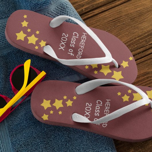Maroon & Gold Hochklasse Abschluss Flip Flops Badesandalen