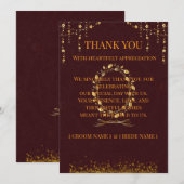 Maroon Gold Hochzeit Danke Karte | (Vorne/Hinten)