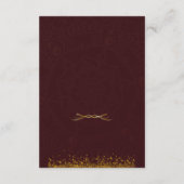 Maroon Gold Hochzeitsdetails Karte (Rückseite)