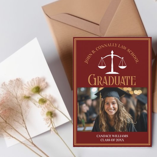 Maroon Gold Law School Abschluss Foto Ankündigung