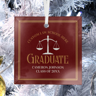 Maroon Gold Law School Abschluss Weihnachten Ornament Aus Glas