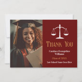 Maroon Gold Law School Graduate Foto Dankeskarte (Vorderseite)