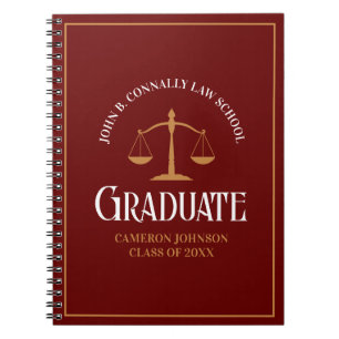 Maroon Gold Law School Personalisierter Abschluss Notizblock
