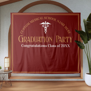 Maroon Gold Medical School Abschluss Foto Stand Wandteppich