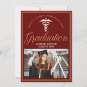 Maroon Gold Medical School Foto Graduation Party Einladung (Vorderseite)