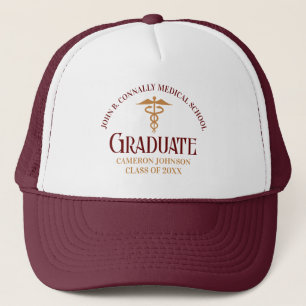 Maroon Gold Medical School Graduate Customizable Truckerkappe