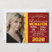 Maroon & Gold Modernes Abschluss Foto Einladung (Vorderseite)