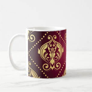 Maroon Gold Ornament Vintage Tapete Kaffeetasse