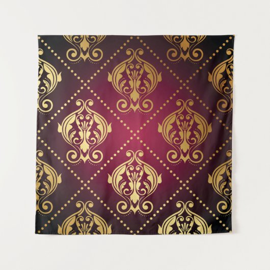 Maroon Gold Ornament Vintage Tapete Wandteppich (Vorderseite)