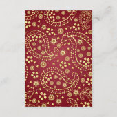 Maroon Gold Paisley Bollywood Style Indian Wedding Begleitkarte (Rückseite)