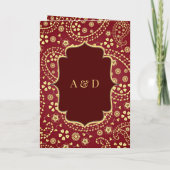 Maroon Gold Paisley Bollywood Style Indian Wedding Einladung (Rückseite)
