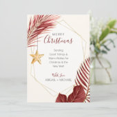 Maroon & Gold Palm Tree Tropical Beach Weihnachten (Stehend Vorderseite)