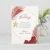 Maroon & Gold Palm Tree Tropical Beach Weihnachten (Stehend Vorderseite)