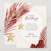 Maroon & Gold Palm Tree Tropical Beach Weihnachten (Vorne/Hinten)