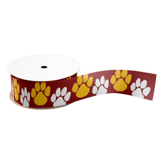 Maroon & Gold-Pawprint Ripsband (Spule)