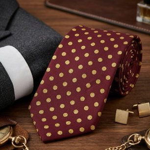 Maroon & Gold Polka Mikro Punkte Krawatte