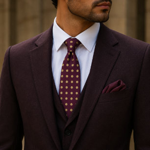 Maroon & Gold Polka Punkt Krawatte