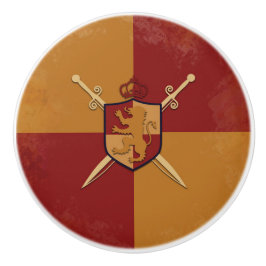 Maroon & Gold Royal Knight Griffin Shield Bedroom Keramikknauf