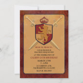 Maroon & Gold Royal Knight Griffin Shield Party Einladung (Vorderseite)
