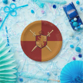 Maroon & Gold Royal Knight Griffin Shield Party Pappteller (Party)