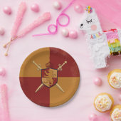 Maroon & Gold Royal Knight Griffin Shield Party Pappteller (Party)