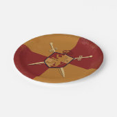 Maroon & Gold Royal Knight Griffin Shield Party Pappteller (Schrägansicht)