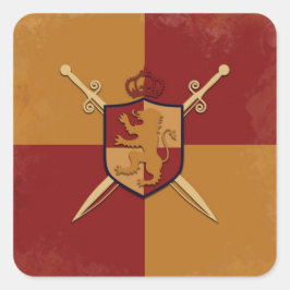 Maroon & Gold Royal Knight Griffin Shield Party Quadratischer Aufkleber