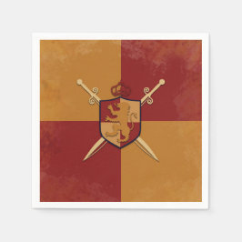 Maroon & Gold Royal Knight Griffin Shield Party Serviette