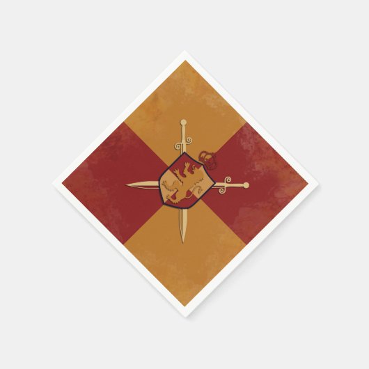 Maroon & Gold Royal Knight Griffin Shield Party Serviette (Ecke)