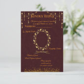 Maroon Gold RSVP-Karte RSVP Karte (Stehend Vorderseite)