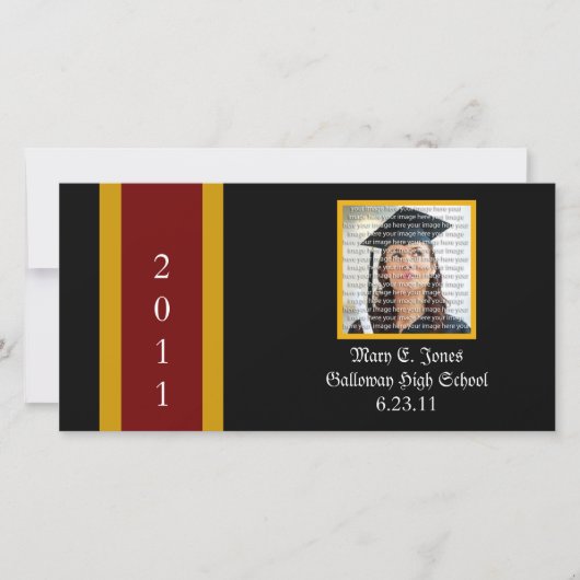 Maroon & Gold School Abschluss Foto Cards Ankündigung (Vorderseite)