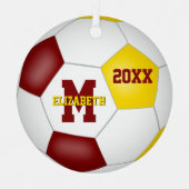 Maroon Gold School Sport-Team Farben Fußball Ornament Aus Metall (Vorderseite)