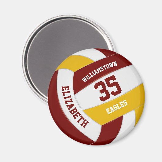 Maroon Gold Schule Farben Team Name Volleyball Magnet (Vorderseite/Rückseite)