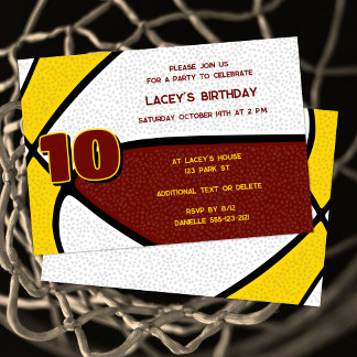 Maroon Gold Team Farben Basketball Geburtstag Einladung