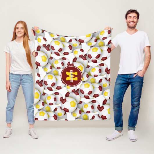 Maroon Gold Team Farben Fußball Muster Fleecedecke (Beispiel)