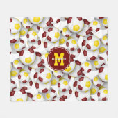 Maroon Gold Team Farben Fußball Muster Fleecedecke (Vorderseite (Horizontal))