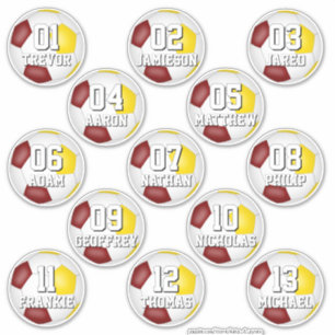 maroon gold team farben sticker 13 fußballspieler