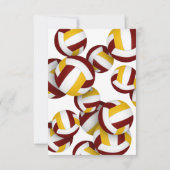 Maroon Gold Team Farben Volleyballs Teenager Gebur Einladung (Rückseite)