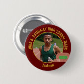 Maroon Gold Track Team Photo Runner Button (Vorne & Hinten)