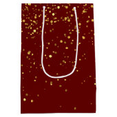 Maroon Gold Uni-Abschluß Foto Party Mittlere Geschenktüte (Rückseite)