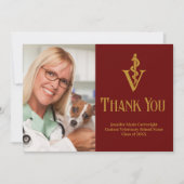 Maroon Gold Veterinary Office Foto anpassbar Dankeskarte (Vorderseite)