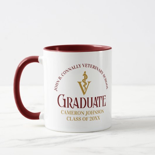 Maroon Gold Veterinary School Abschluss Custom Tasse (Links)