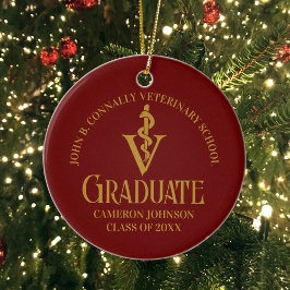 Maroon Gold Veterinary School Foto Abschluss Keramik Ornament