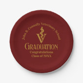 Maroon Gold Veterinary School Graduation Party Pappteller (Vorderseite)