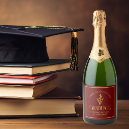 Maroon Gold Veterinary School Graduation Party Schaumweinetikett