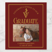Maroon Gold Veterinary School Graduation Party Weinetikett (Einzelnes Label)
