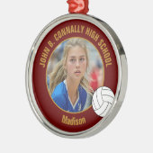 Maroon Gold Volleyball Player Photo Christmas Ornament Aus Metall (Links)
