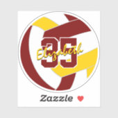 Maroon Gold Volleyball Team Farben Aufkleber (Blatt)