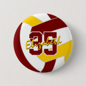 Maroon Gold Volleyball Team Farben Button (Vorderseite)