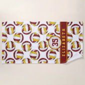 Maroon Gold Volleyball Team Farben sportlich Strandtuch (Vorderseite)